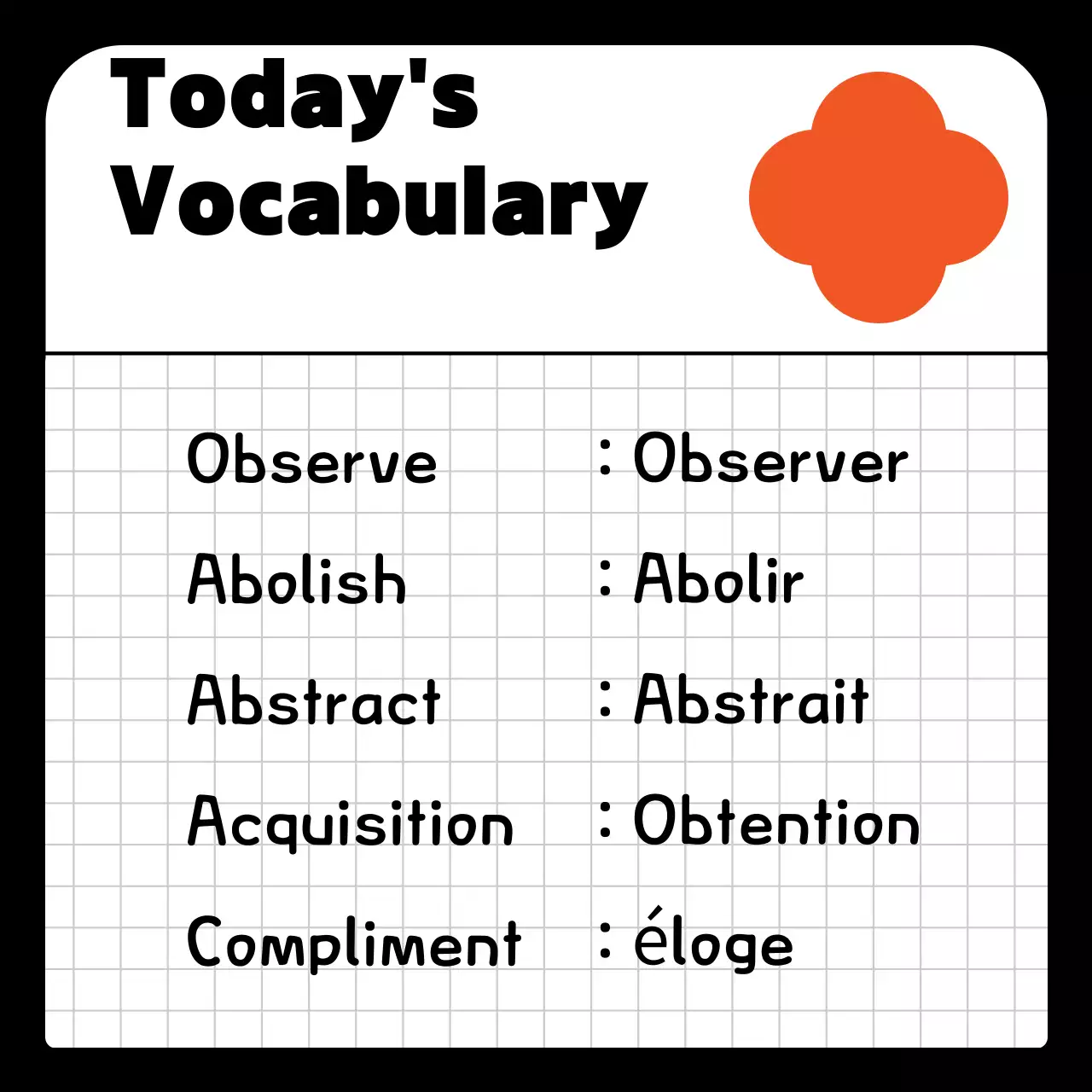 Orange Simple Vocabulary Guide Social Media Post