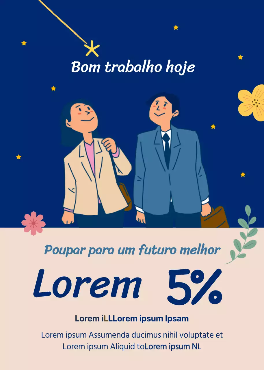 Pop-up de angariação de fundos ilustrado a azul e amarelo para os eventos sociais do primeiro ano