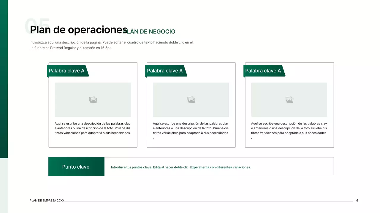 Kit de presentación de plan de negocio con un concepto de índice degradado en verde