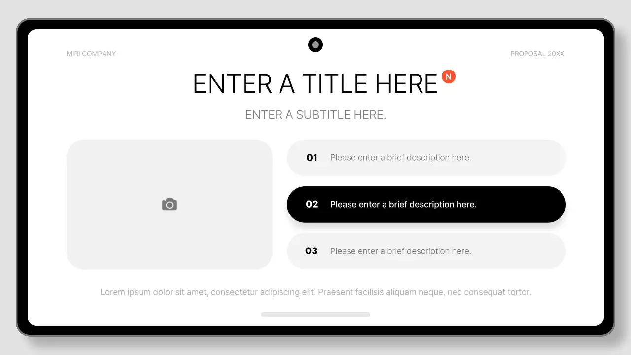 검정색과 흰색의 깔끔한 태블릿 패드 비즈니스 제안서
