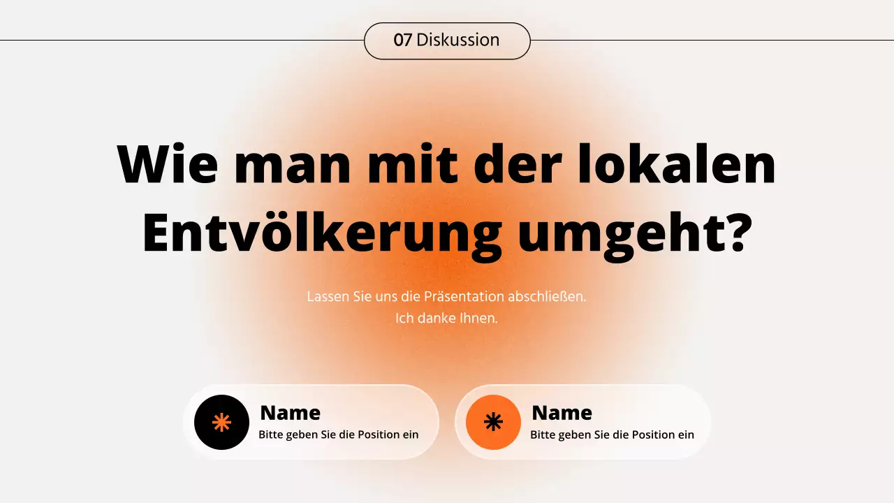 Seminarpräsentation mit orangefarbenem Farbverlauf