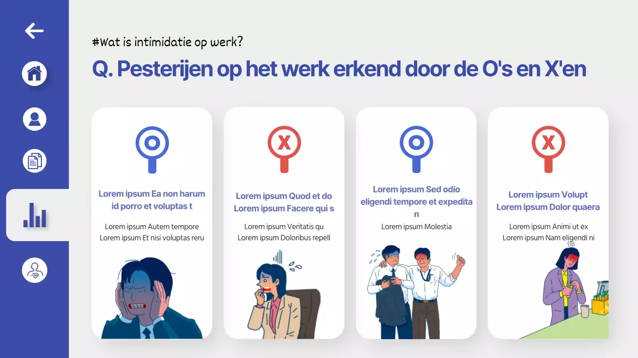 Training ter voorkoming van intimidatie op het werk in een blauw, schoon UI-dashboardthema