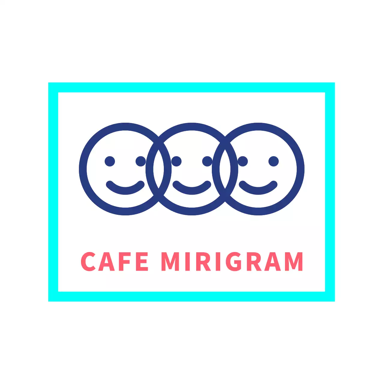 青 シンプル カフェ ロゴ