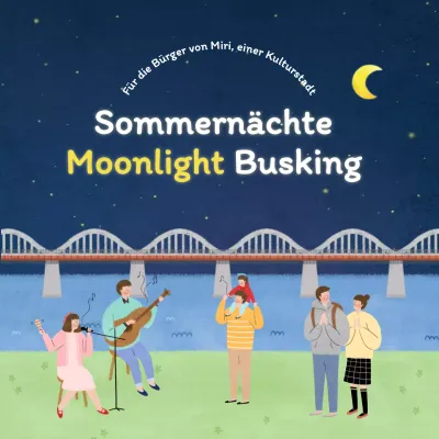 Werben Sie für Ihren minimalistischen Musik-Busking-Auftritt in Marineblau und Chartreuse