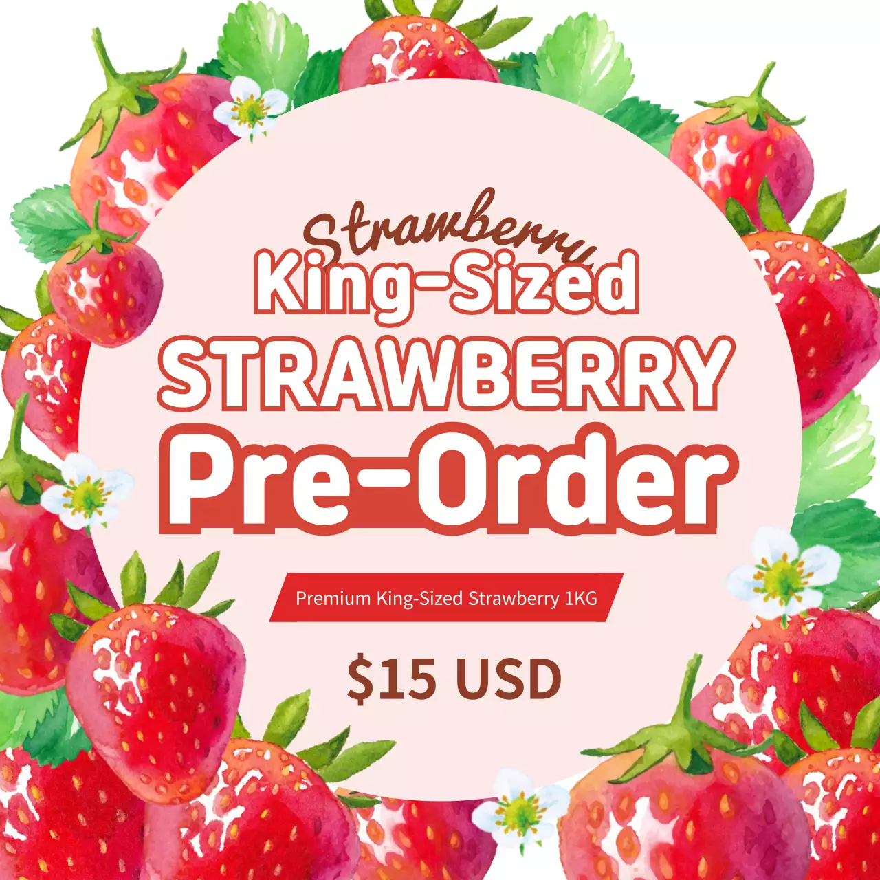 Red Trendy Strawberry Promotion Social Media Post