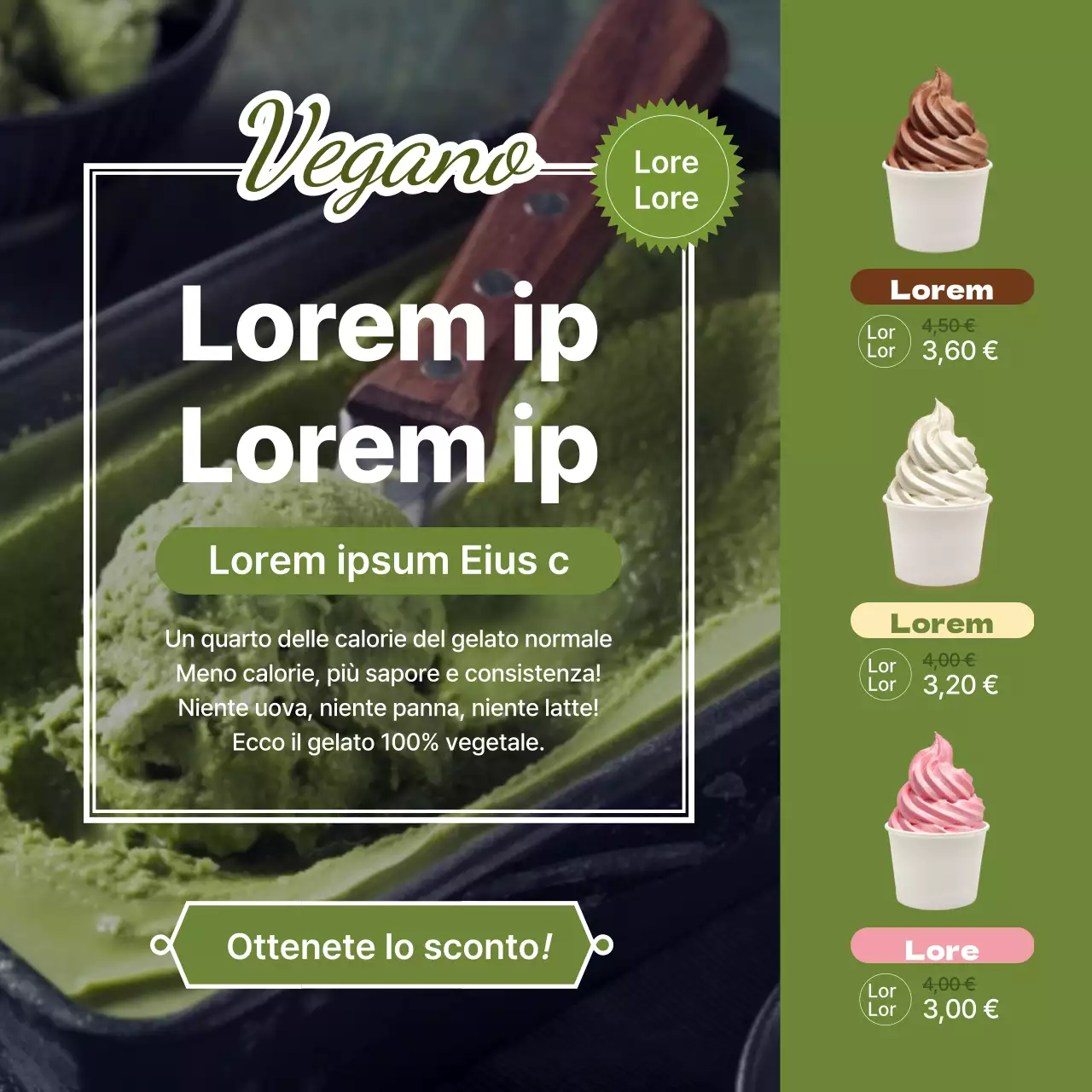 Gelato al cioccolato verde e vegano in vendita