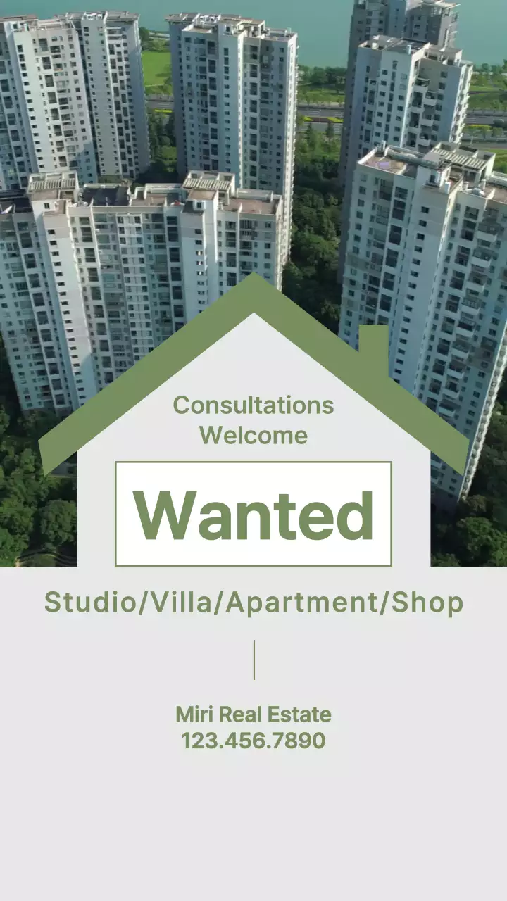 카키색의 심플한 부동산 매물 상담 홍보