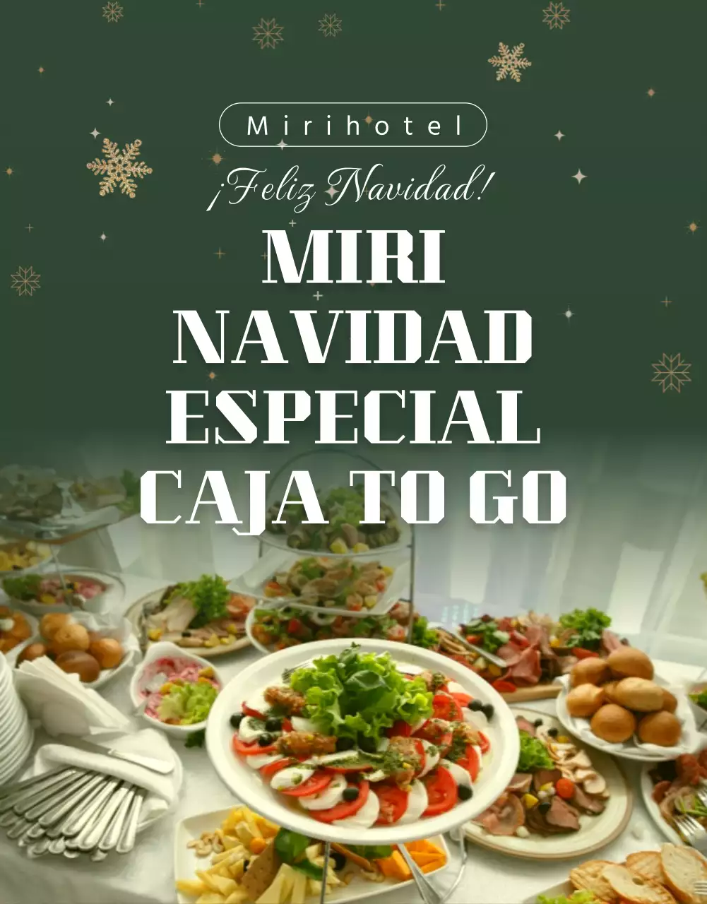 Detalles del buffet de Navidad en verde y amarillo