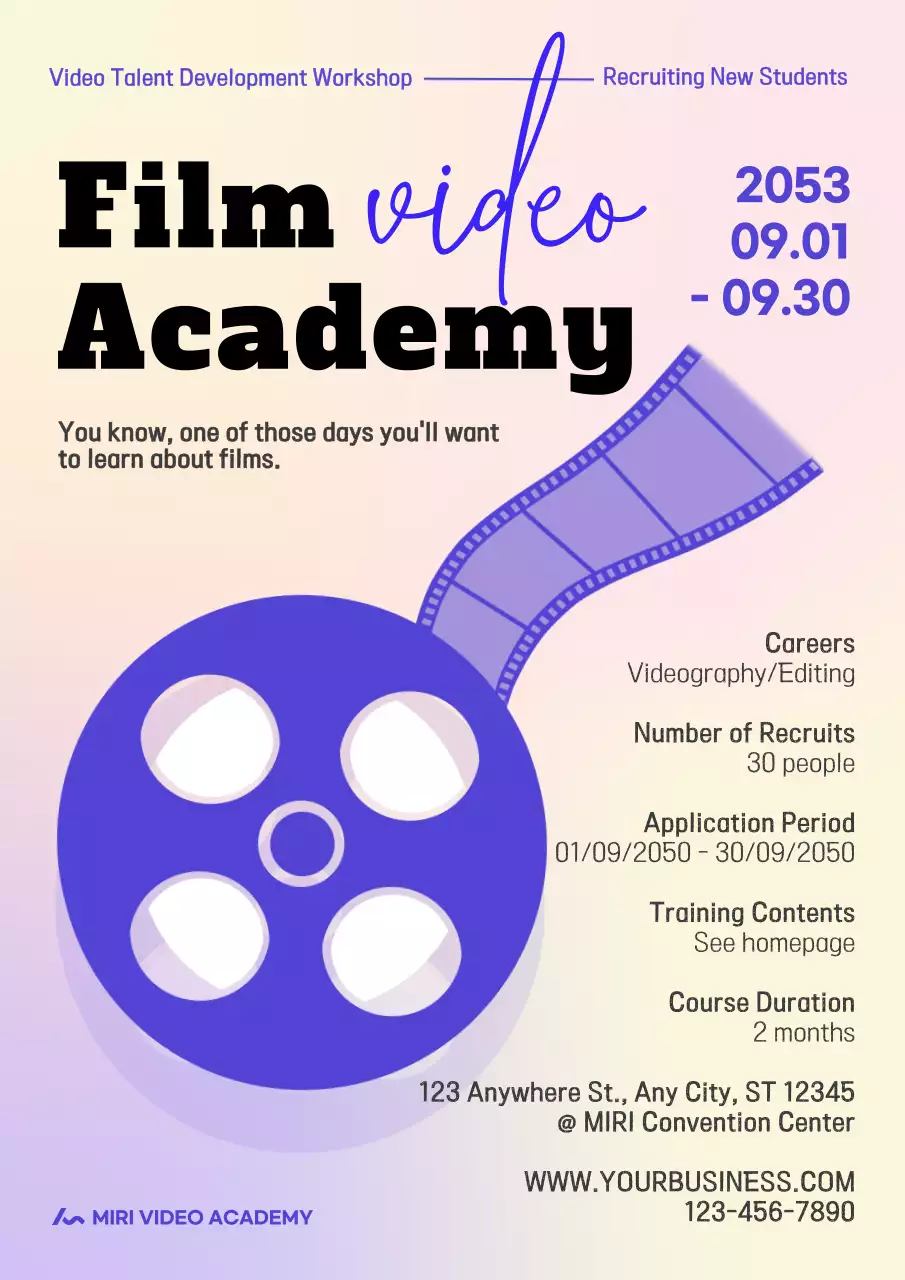 Purple Modern Film Recruitment Poster