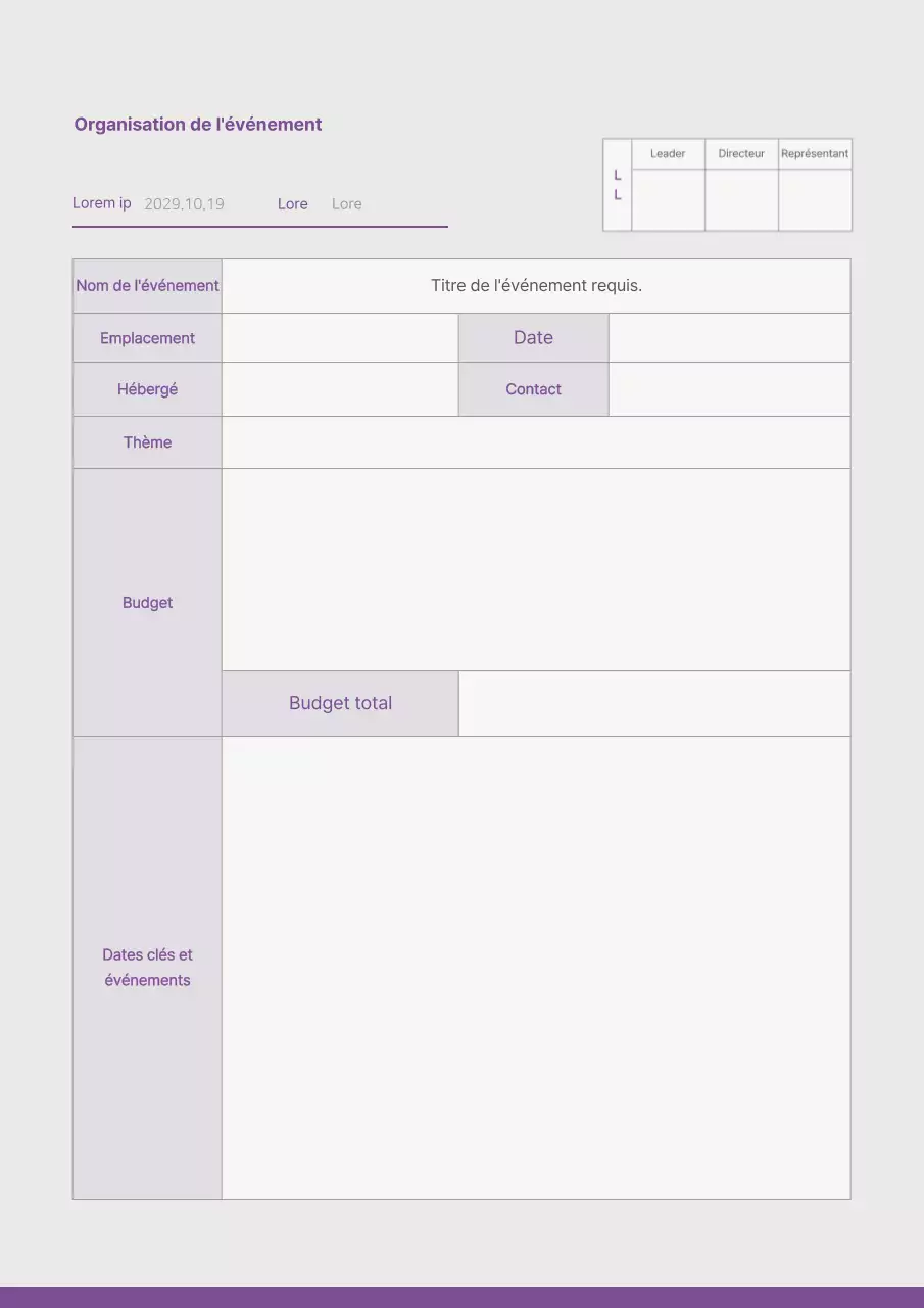 Un simple planificateur d'événements en violet