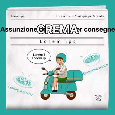 Menta-colore giornale retrò illustrazione concetto ristorante consegna equipaggio lavori part-time