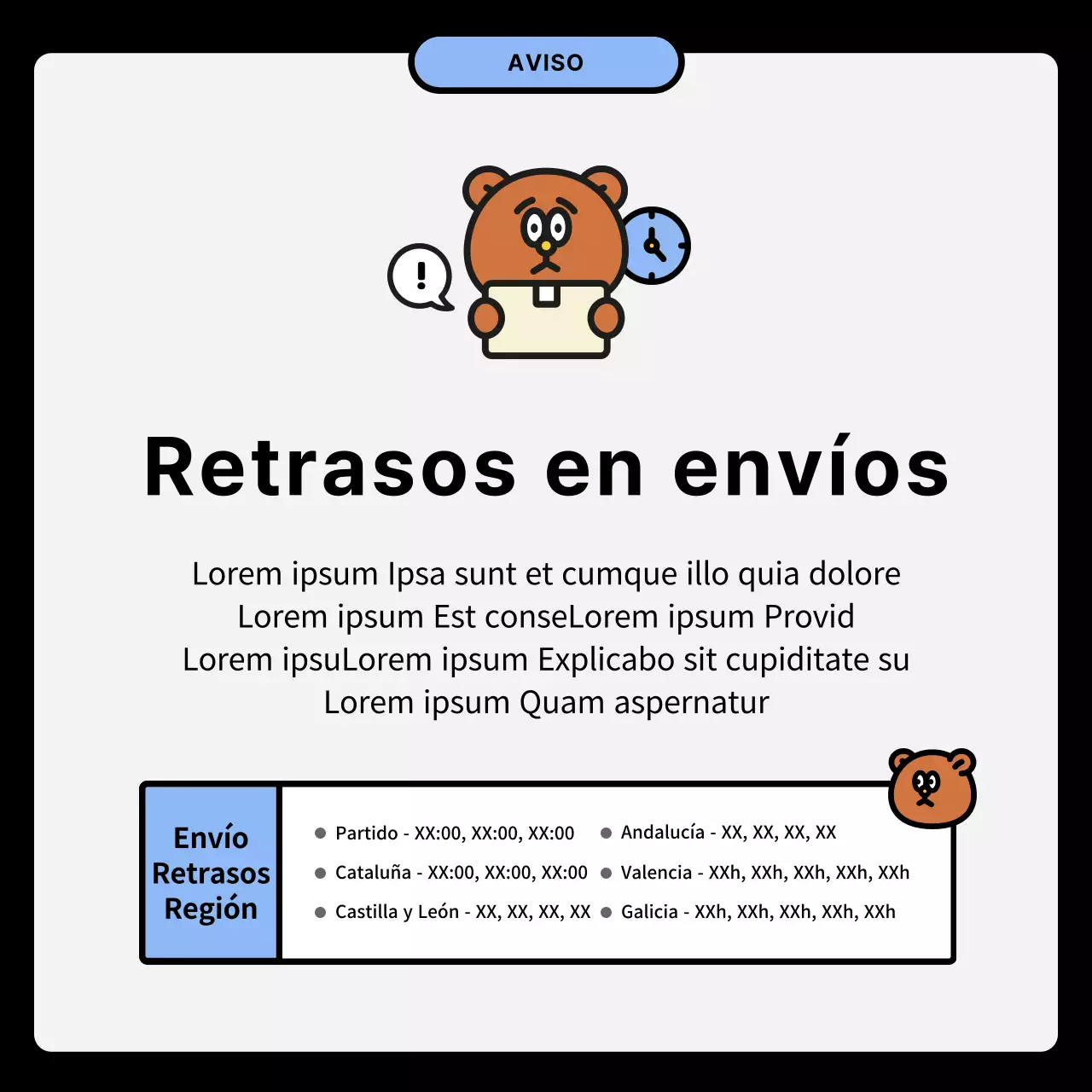 Concepto de ilustración en negro y azul Instrucciones de envío