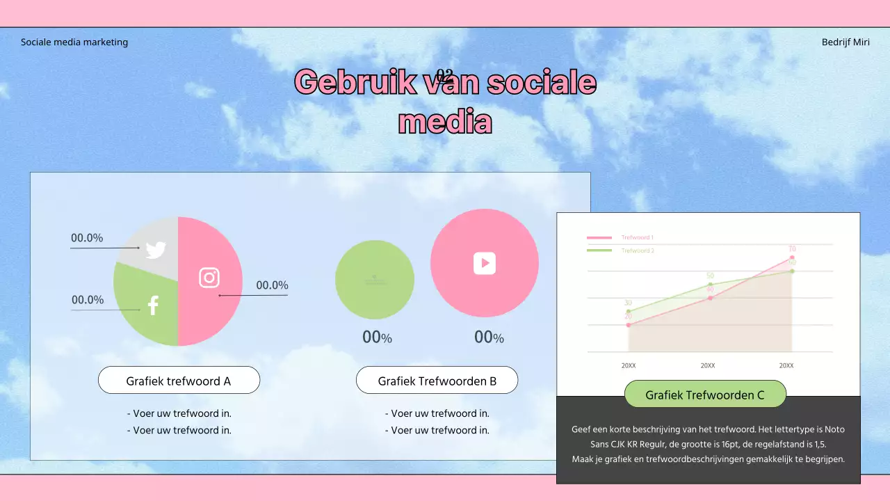 Kitscherige trends in de sociale-mediamarketingindustrie met een lichtblauwe achtergrond