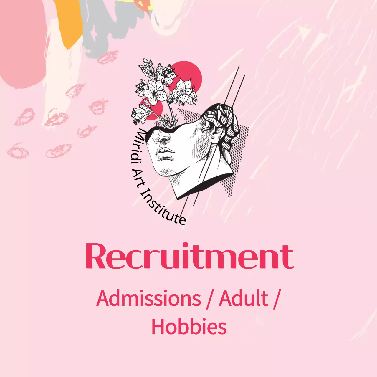 Pink illustration logo art school promotion