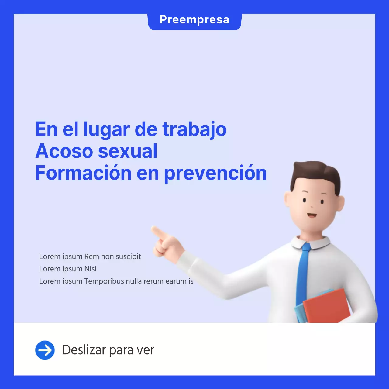 Tarjeta azul simple de formación para la prevención del acoso sexual en el lugar de trabajoNoticias