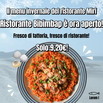 Menu stagionale invernale con un rinfrescante concetto di mare invernale, komak bibimbap