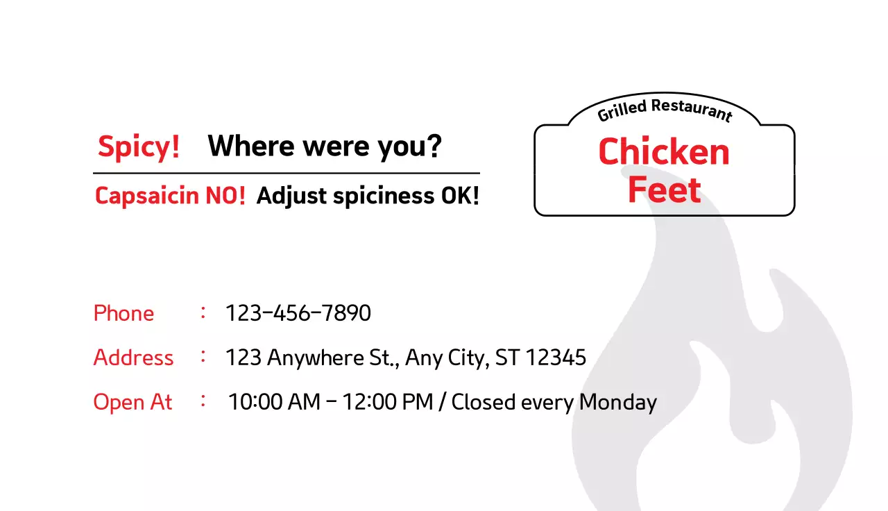 Red Trendy Chicken Promotion Business Card