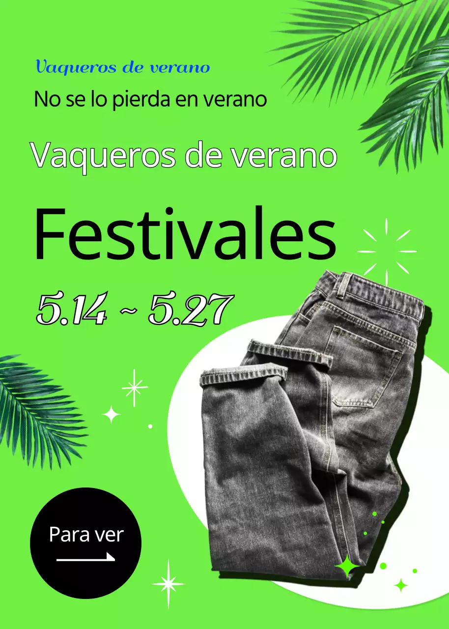 Evento pop-up del Summer Denim Festival en verde fluorescente
