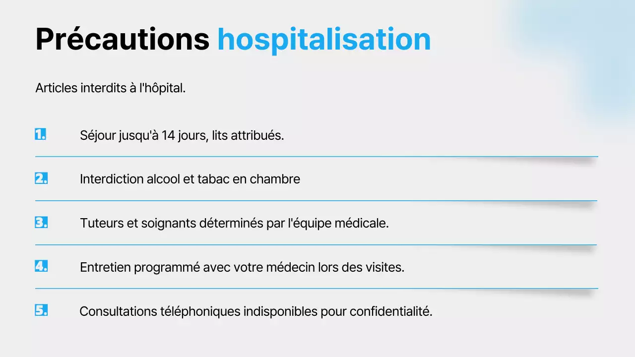 Un guide de la vie à l'hôpital avec des couleurs bleues, des lignes épurées et des ombres