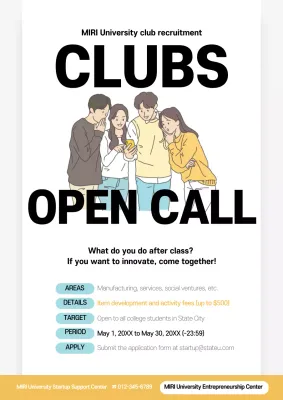 White Modern Clubs Recruitment Poster