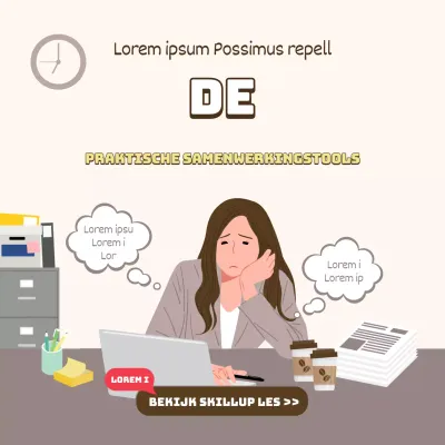 Beige illustraties om lessen over levensvaardigheden op de werkplek te promoten