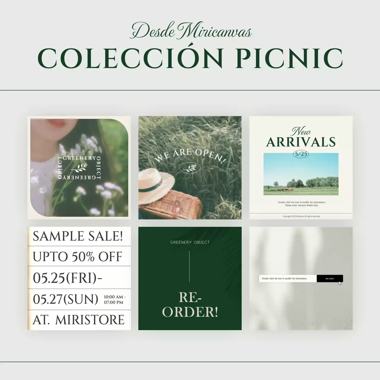 Paquete de diseño fotográfico Green's Picnic Concept