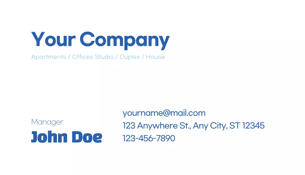 Blue Minimal Real Estate Advertisement Business Card