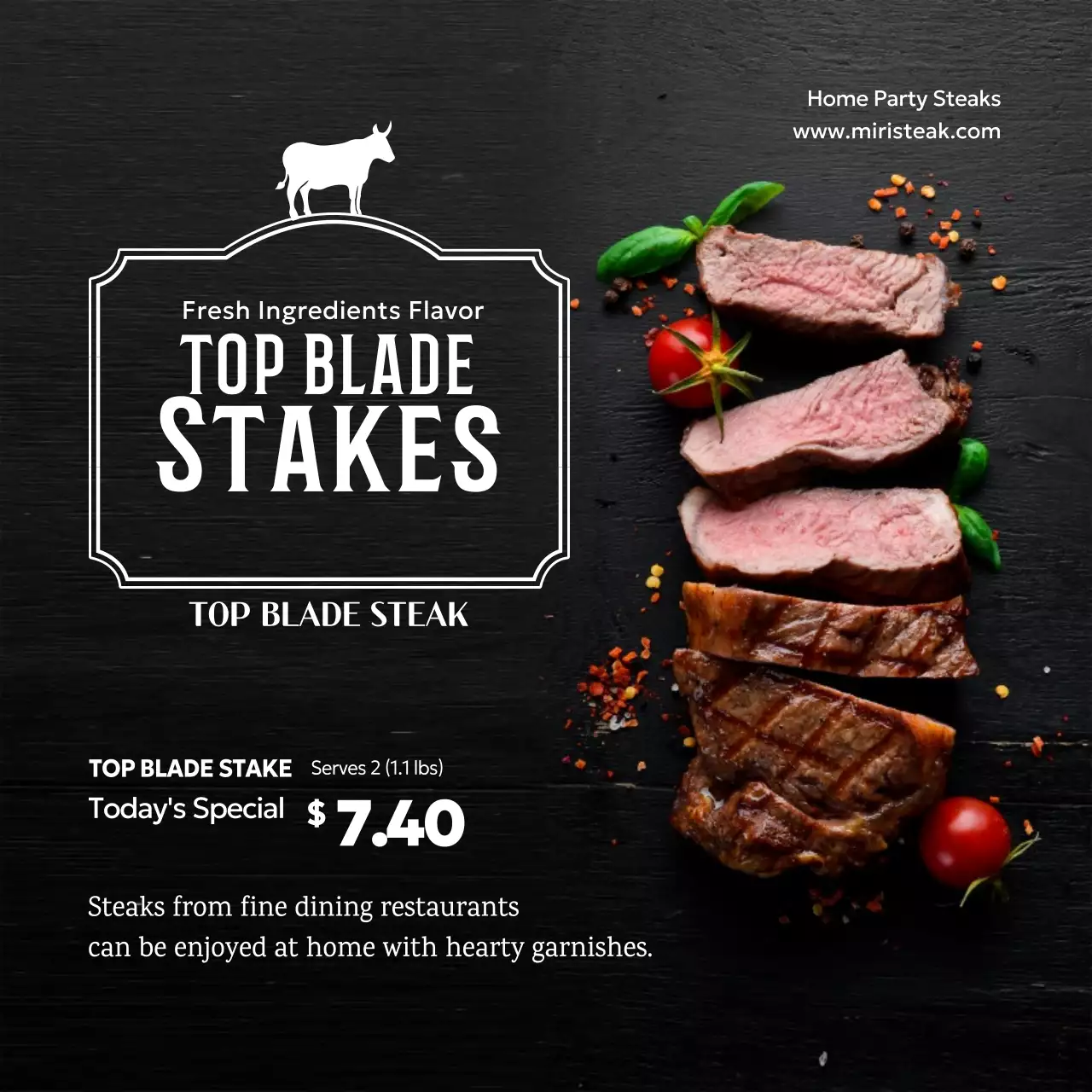 Black Traditional Steak Promotion Social Media Post