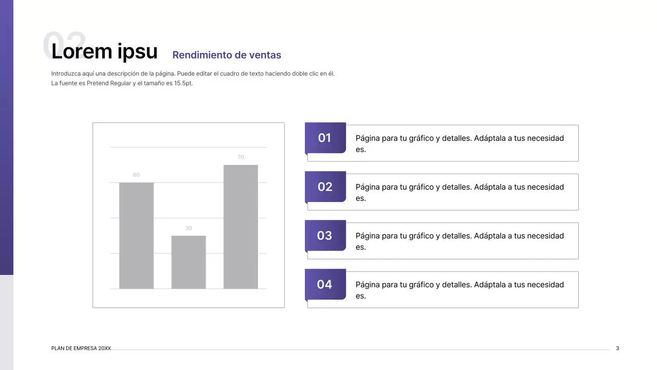 Kit de presentación de plan de negocio con concepto de índice de degradado púrpura