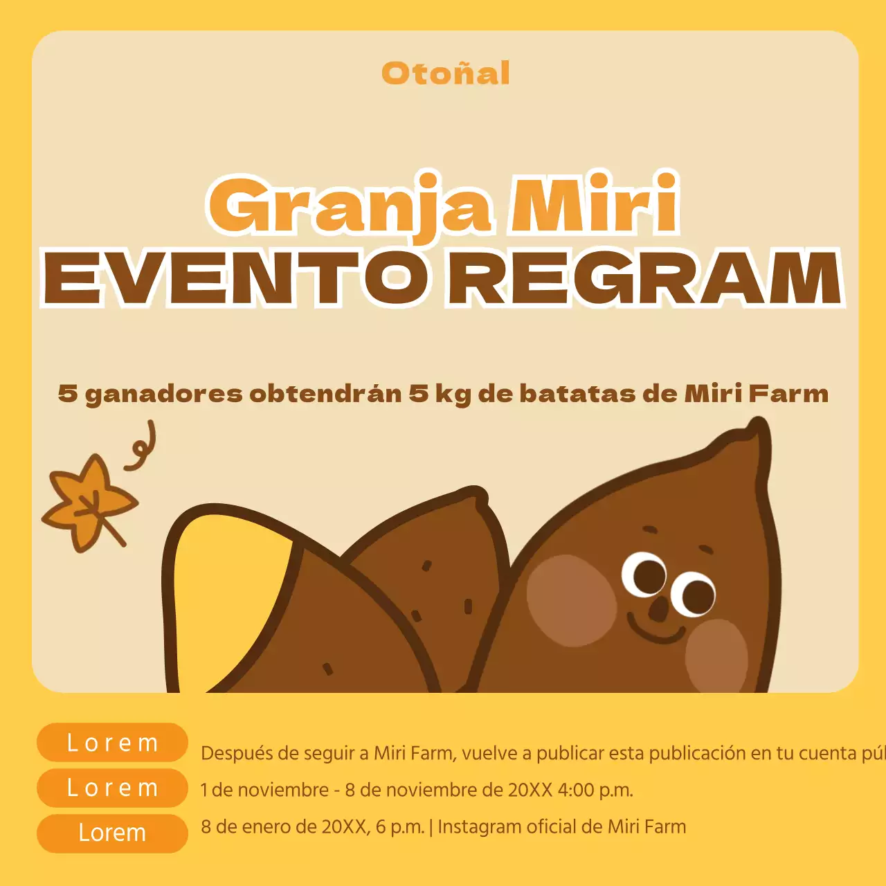 amarillo bonito boniato ilustración otoño regram evento Instagram redes sociales