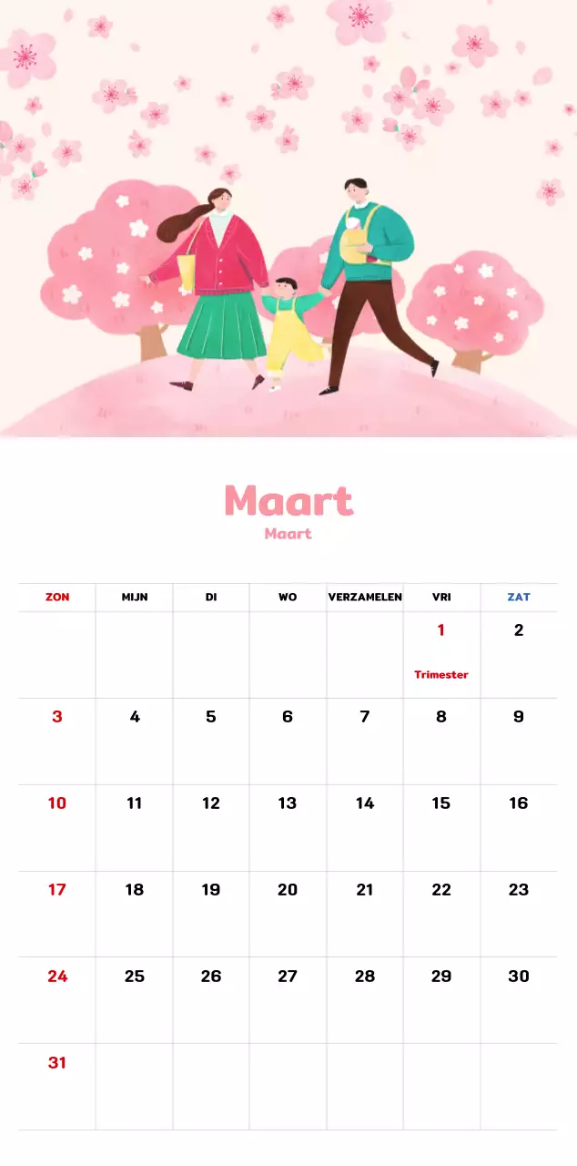 Een warme, geïllustreerde nieuwjaarskalender