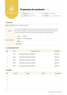 Amarillo Modelo sencillo de propuesta de seminario