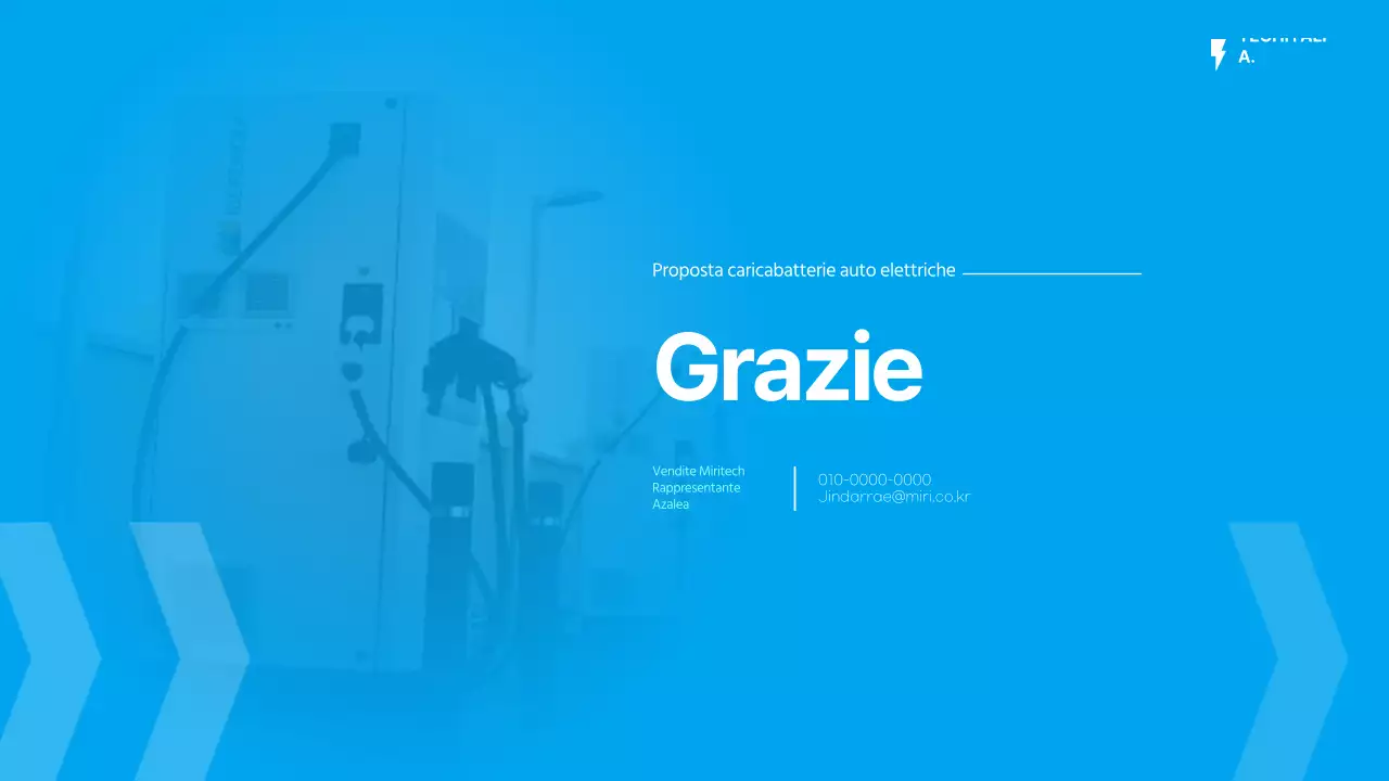 Proposta di fornitura di caricabatterie per auto elettriche in azzurro e menta