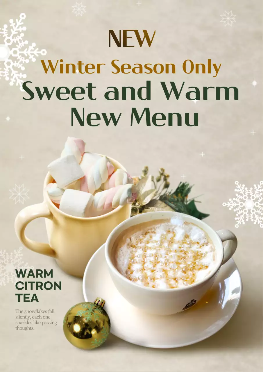 Beige Elegant Winter Menu Promotion Poster