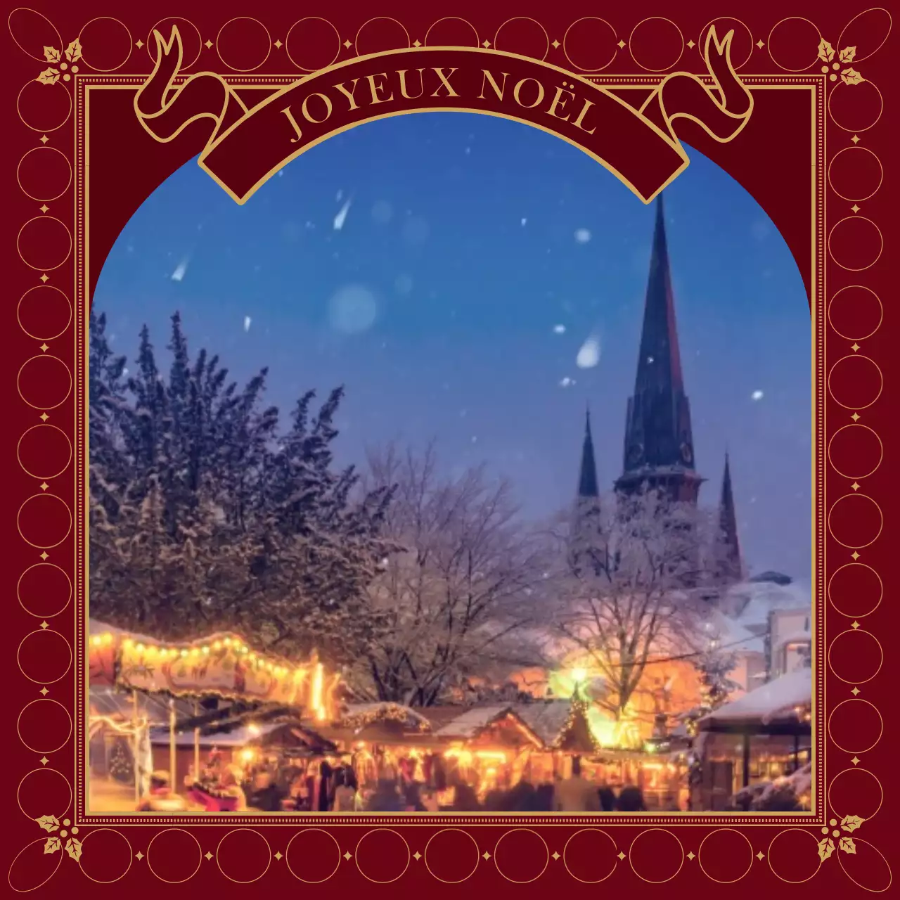 Mise en page de photos de Noël avec des cadres ornés en rouge