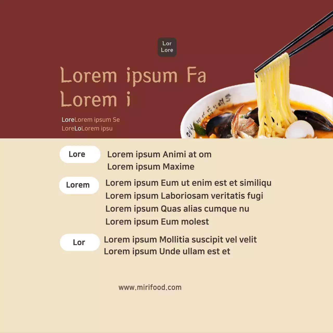 Stiker peralatan makan khas Tiongkok dengan foto jjamppong merah