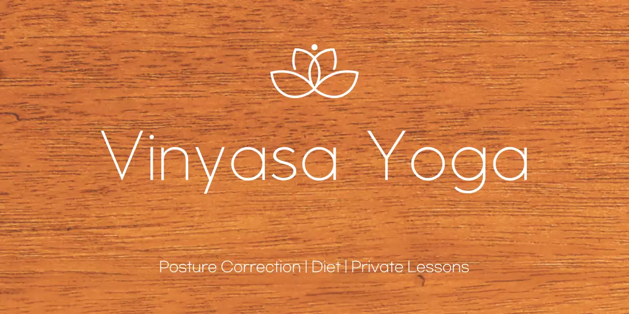 Simple wooden plaque with yoga school-related text and logo illustration