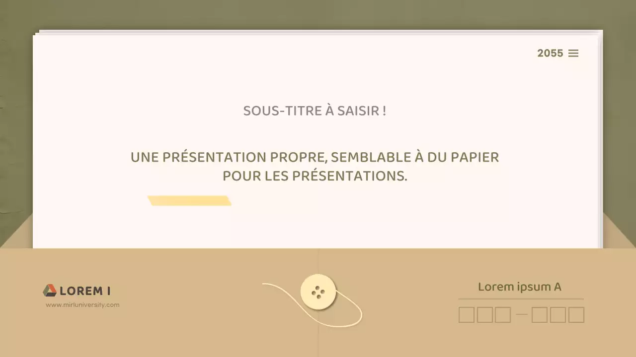 Pour des présentations avec un concept de document épuré dans les tons olive et beige
