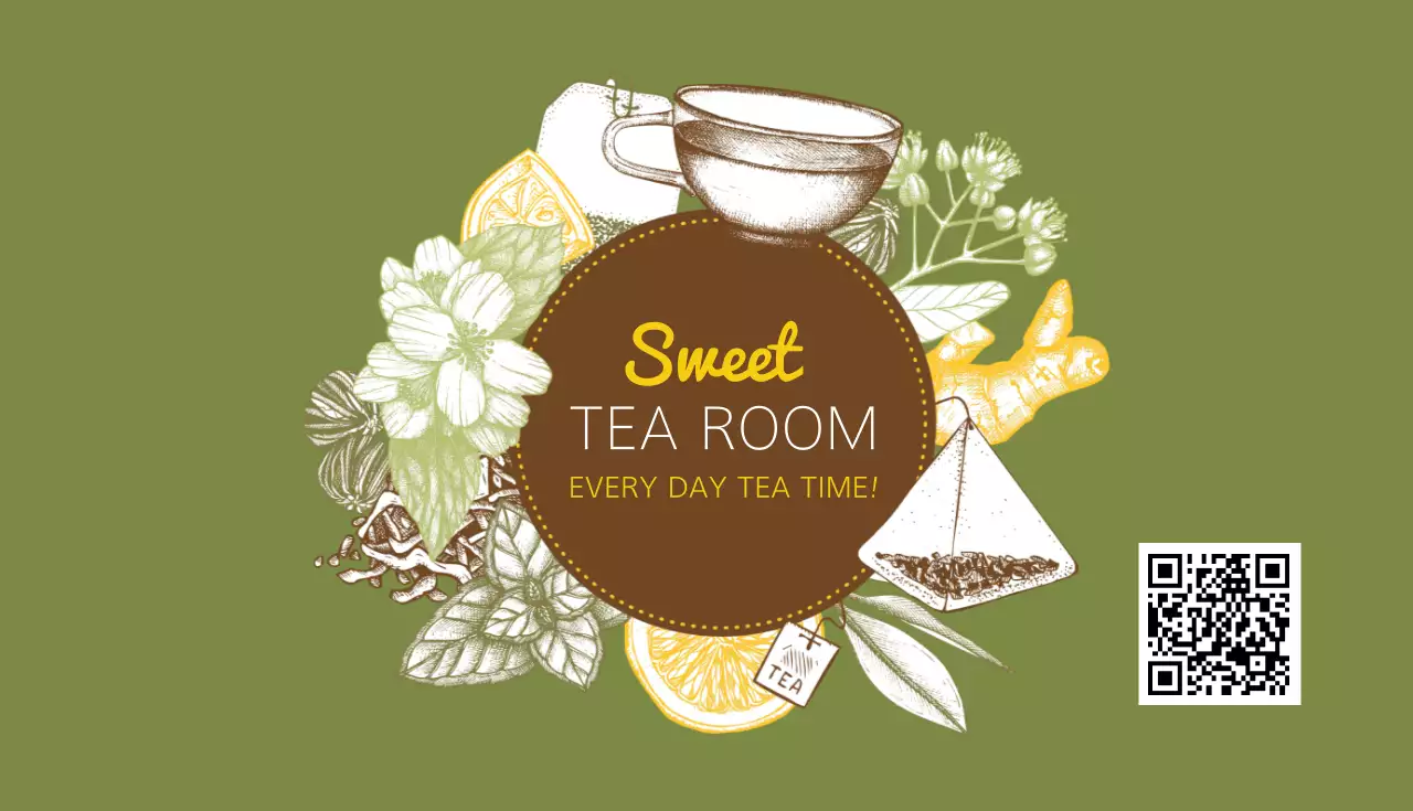 緑 オシャレ ティールーム メニュー 名刺