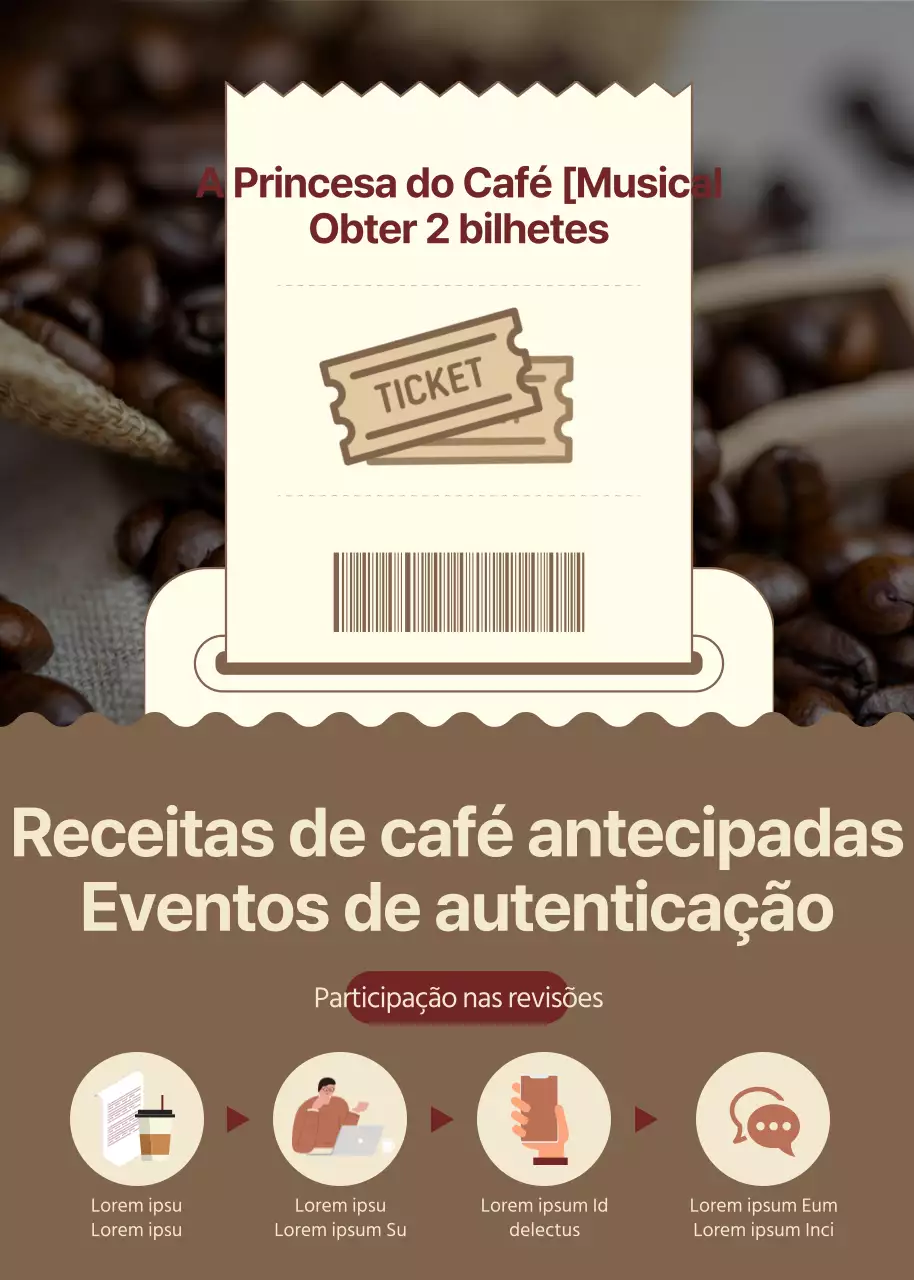 Popup de evento de verificação de recibos de café castanho