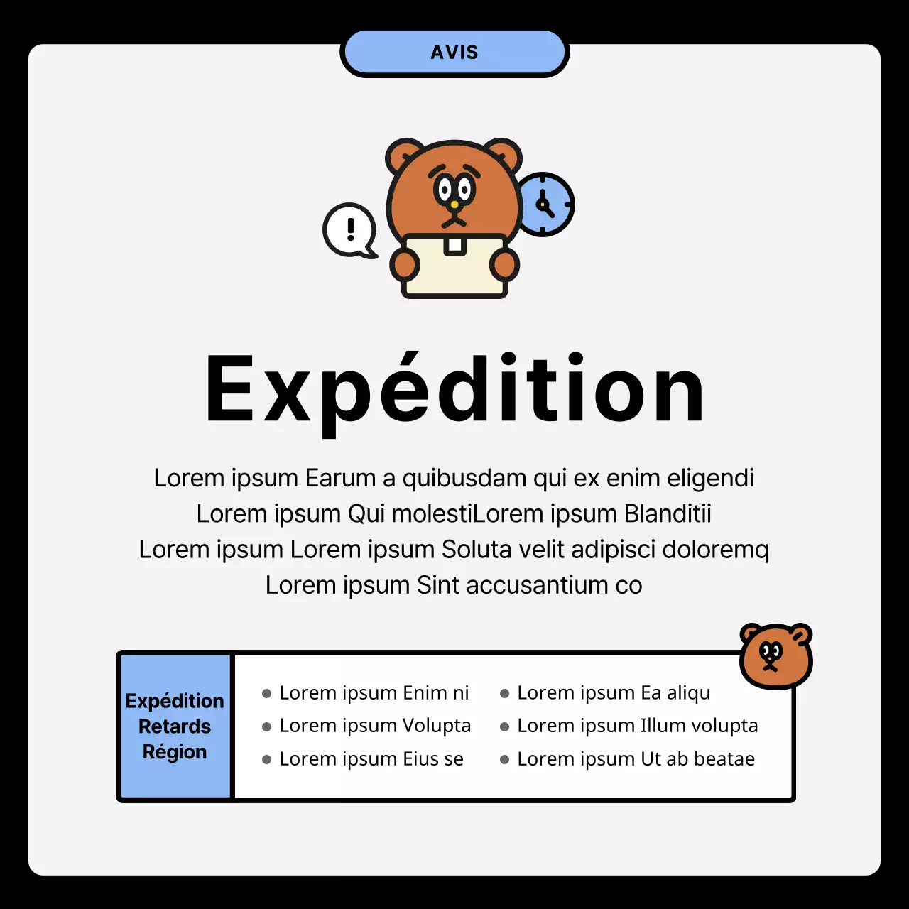 Illustration noire et bleue concept d'instructions d'expédition