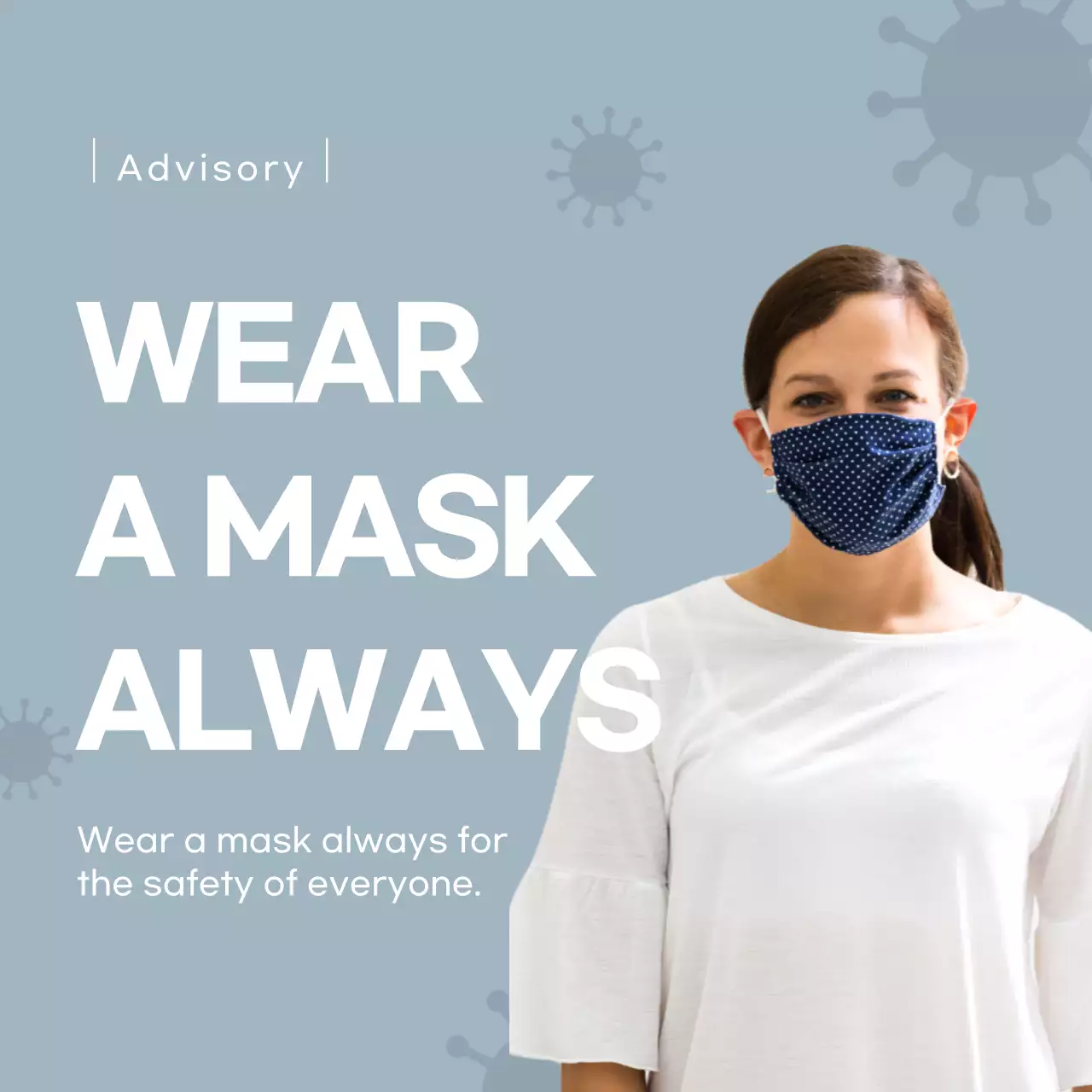 Light blue corona mask wearing instructions theme design