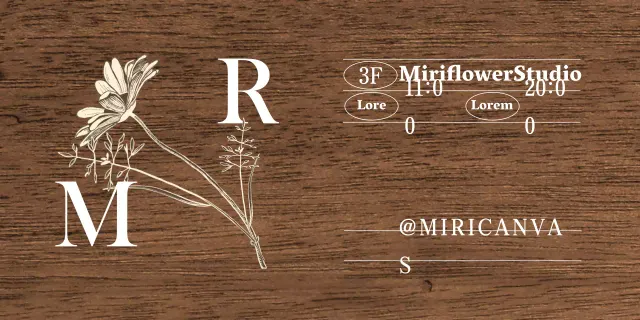 Vintage-inspiriertes Flower Studio-Schild mit weißem und elfenbeinfarbenem Text und floralen Illustrationen