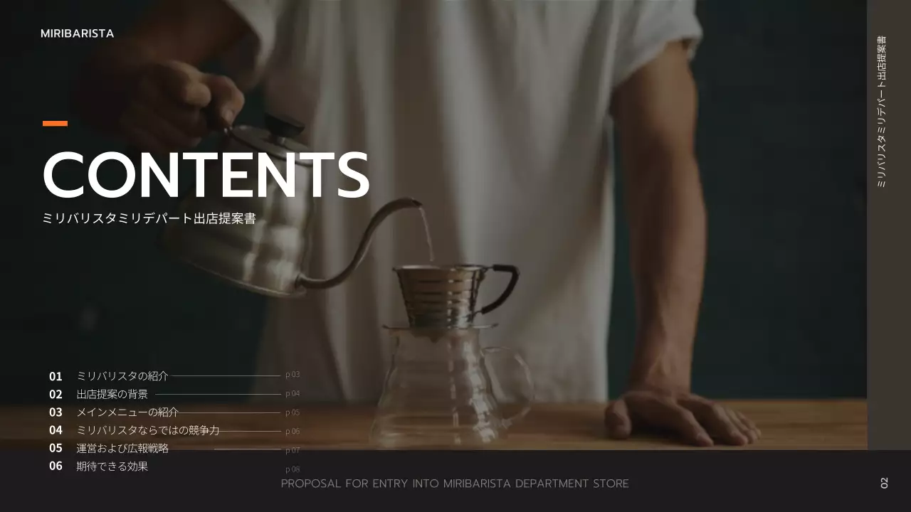 黒 モダン カフェ 提案書 プレゼンテーション