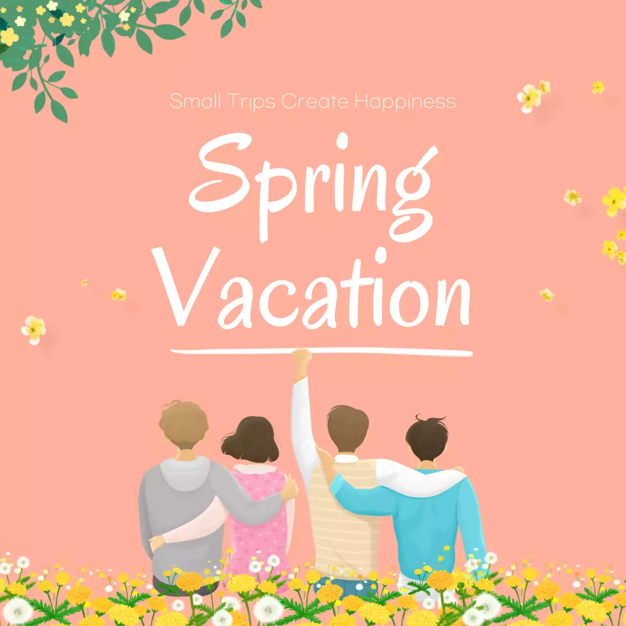 Peach Minimal Vacation Announcement Social Media Post