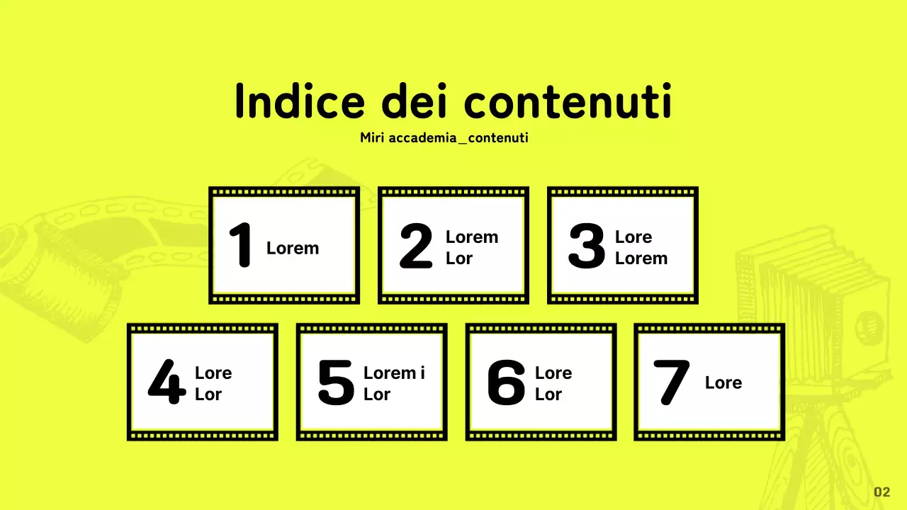 Promuovere l'accademia cinematografica con un concetto artistico su sfondo giallo