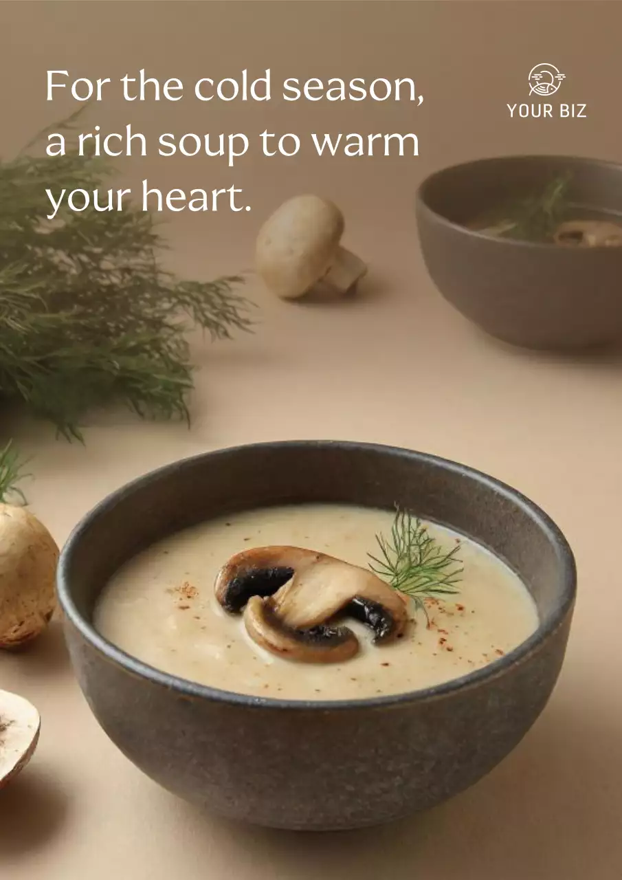 Beige Minimal Soup Promotion Poster
