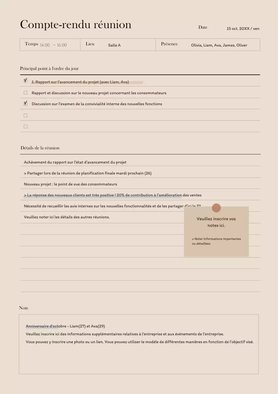 Brown, émotionnel Procès-verbal de la réunion GoodNote