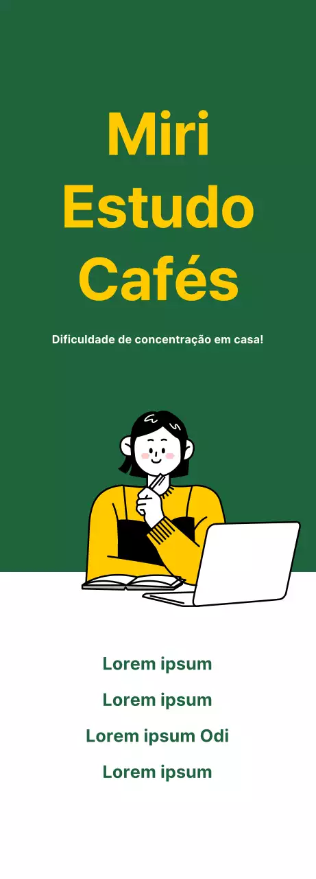 Promova o seu café de estudo com um fundo verde e limpo