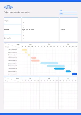 Documentation soignée sur le calendrier de la première moitié de l'année de Bluepoint